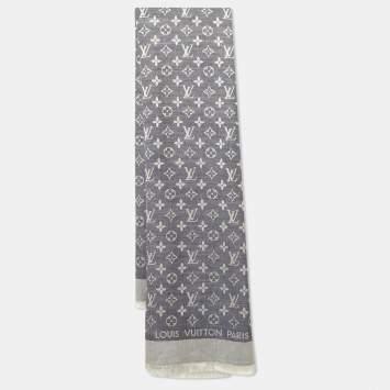 Pre Owned Louis Vuitton Black/Grey Monogram Square Scarf