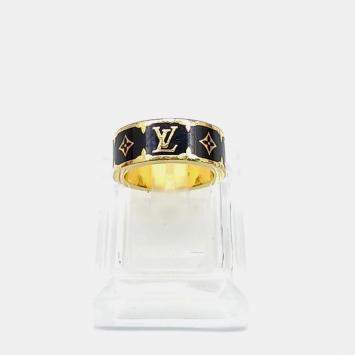 Pre Owned Louis Vuitton Nanogram Enamel Ring EU 50