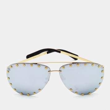 Pre Owned Louis Vuitton Gold Tone/Grey Mirrored Z0923U The Party Aviator Sunglasses