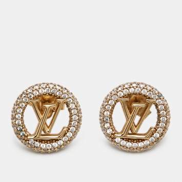 مملوكة مسبقًا Louis Vuitton Louise By Night Crystal Gold Tone Stud Earrings 