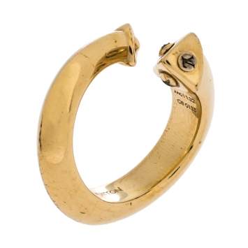 Pre Owned Louis Vuitton Gold Tone Trunk Ring Size M