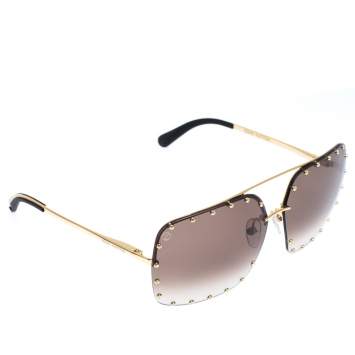 Pre Owned Louis Vuitton Gold/Brown Gradient RG0188 Party Square Sunglasses