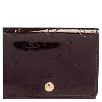 Pre Owned Louis Vuitton Amarante Monogram Vernis Business Card Holder
