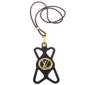 Pre Owned Louis Vuitton Monogram Canvas and Black Silicon Louise Phone Holder