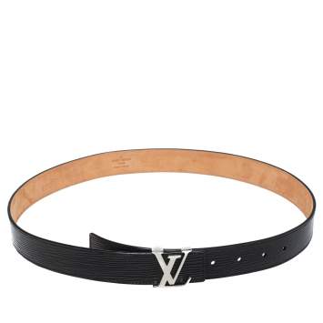 Pre Owned Louis Vuitton Black Epi Leather Initiales Belt Size 85CM