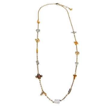 Pre Owned Louis Vuitton Two Tone Love Letters Timeless Long Necklace