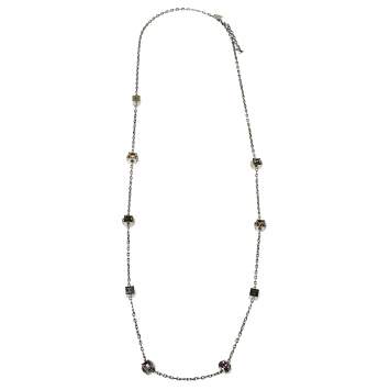 Pre Owned Louis Vuitton Gamble Crystal Silver Tone Long Necklace