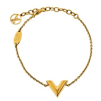 Pre Owned Louis Vuitton Gold Tone Essential V Chain Link Bracelet