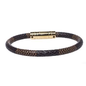 Pre Owned Louis Vuitton Brown Damier Ebene Canvas Keep It Bracelet