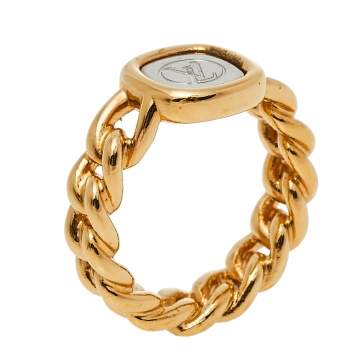 Pre Owned Louis Vuitton ID Two Tone Gold Ring S