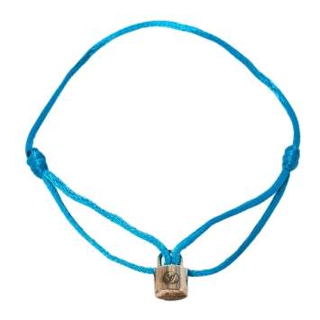 Pre Owned Louis Vuitton for Unicef Lockit Sterling Silver Blue Cord Adjustable Bracelet