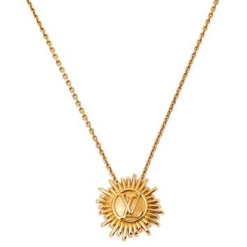 Pre Owned Louis Vuitton Place Vendome Gold Tone Pendant Necklace
