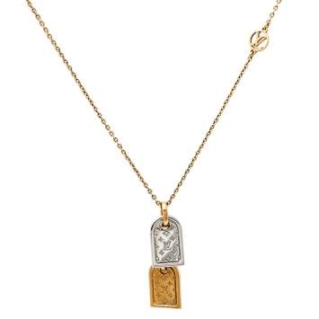Pre Owned Louis Vuitton Two Tone Nanogram Necklace