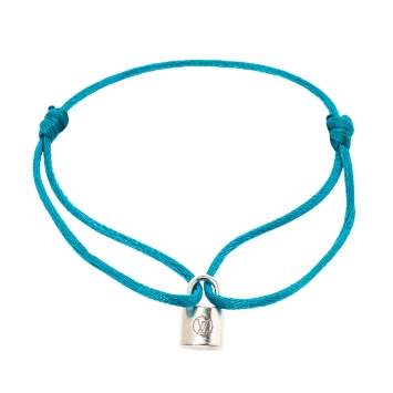 Pre Owned Louis Vuitton x UNICEF Lockit Sterling Silver Blue Cord Adjustable Bracelet