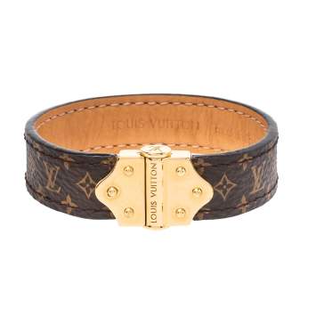 Pre Owned Louis Vuitton Brown Monogram Canvas Spirit Nano Bracelet 17