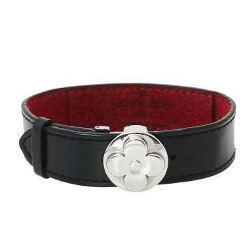 Pre Owned Louis Vuitton Black Mat Monogram Leather Wish Bracelet