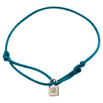 Pre Owned Louis Vuitton x UNICEF Lockit Sterling Silver Blue Cord Adjustable Bracelet