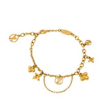 Pre Owned Louis Vuitton Blooming Supple Gold Tone Charm Bracelet