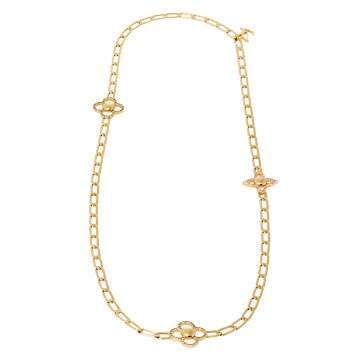 Pre Owned Louis Vuitton Gold Tone Monogram Flower Power Sautoir Necklace