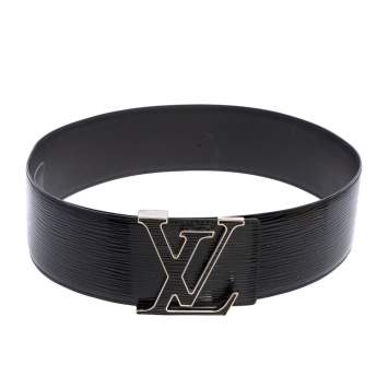 Pre Owned Louis Vuitton Black Electric Epi Leather LV Initiales Waist Belt 85 CM