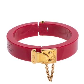 Pre Owned Louis Vuitton Rose Indien Resin Lock Me Bracelet