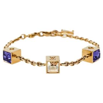 Pre Owned Louis Vuitton Gamble Crystal Gold Tone Bracelet