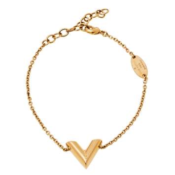 Pre Owned Louis Vuitton Gold Tone Essential V Chain Link Bracelet