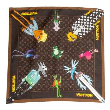 Pre Owned Louis Vuitton Brown The LV Friends Monogram Cotton & Silk Bandana