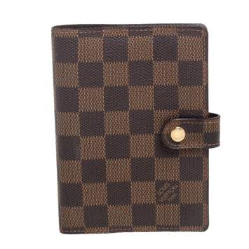 Pre Owned Louis Vuitton Damier Ebene Canvas Small Ring Agenda Cover