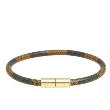 Pre Owned Louis Vuitton Keep It Brown Damier Ebene Canvas Bracelet 