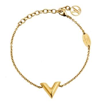 Pre Owned Louis Vuitton Essential V Gold Tone Bracelet