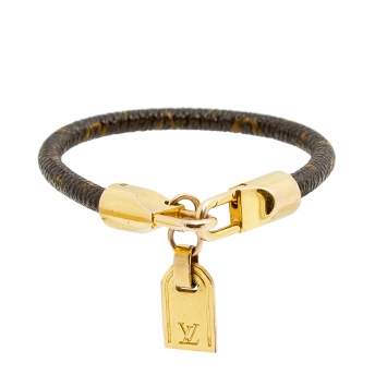 Pre Owned Louis Vuitton Monogram Luck It Canvas and Gold Plated Metal Charm Bracelet