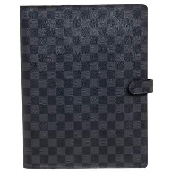 Pre Owned Louis Vuitton Damier Graphite Large Agenda Cover