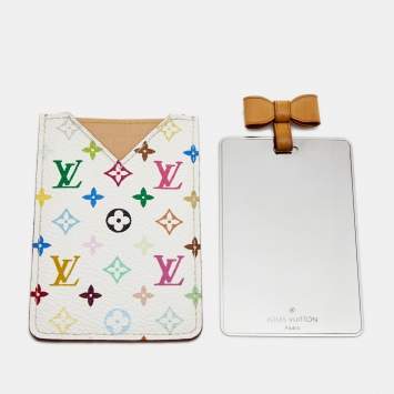 Pre Owned Louis Vuitton White Multicolore Monogram Canvas Etui Miroir Mirror Case