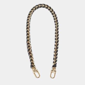 Pre Owned Louis Vuitton Black Braided Leather Chain Shoulder Bag Strap