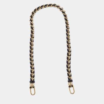 Pre Owned Louis Vuitton Black Braided Leather Chain Shoulder Bag Strap