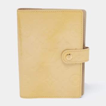 Pre Owned Louis Vuitton Cream Monogram Vernis Leather Small Ring Agenda Cover