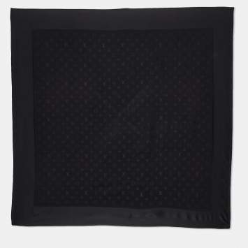 Pre Owned Louis Vuitton Black Monogram Monaco Silk Scarf