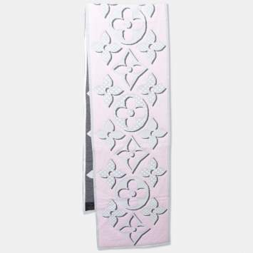 Pre Owned Louis Vuitton Pink Giant Pop Monogram Intarsia Wool Muffler 