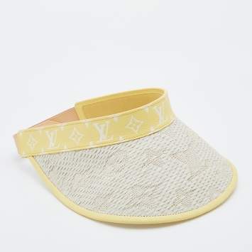 Pre Owned Louis Vuitton Yellow Strawgram Raffia & Leather Visor Hat