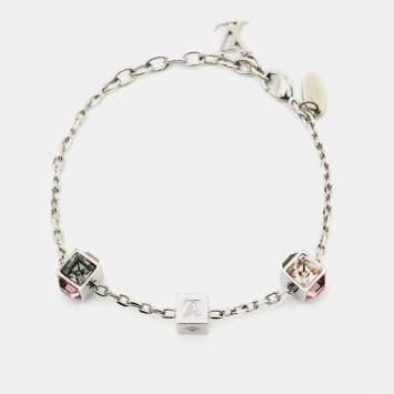 Pre Owned Louis Vuitton Gamble Crystals Silver Tone Bracelet