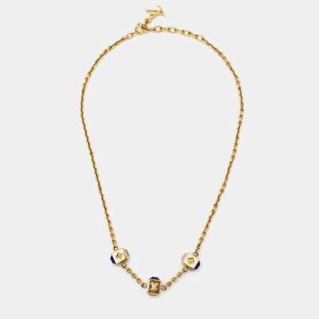 Pre Owned Louis Vuitton Gold Tone Gamble Crystal Necklace