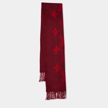Pre Owned Louis Vuitton Cherry Red Reykjavik Cashmere Scarf
