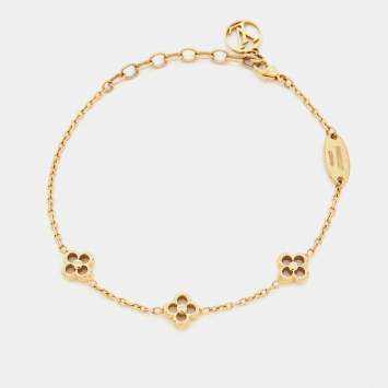 Pre Owned Louis Vuitton Gold Tone Flowerfull Station Bracelet