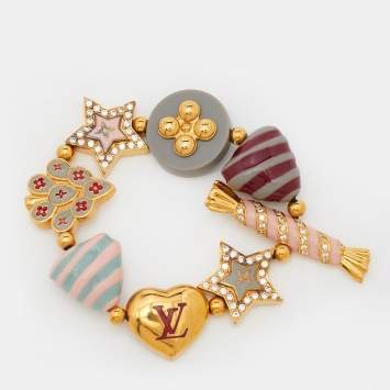 Pre Owned Louis Vuitton Gold Tone Tutti Sweety Elasticized Bracelet