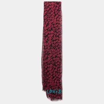 Pre Owned Louis Vuitton Black Animal Printed Cashmere & Silk Scarf
