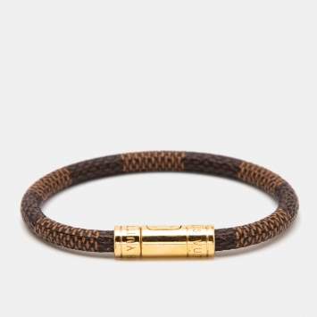 Pre Owned Louis Vuitton Brown Damier Ebene Keep It Bracelet