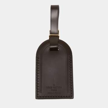 Pre Owned Louis Vuitton Brown Leather Luggage Name Tag