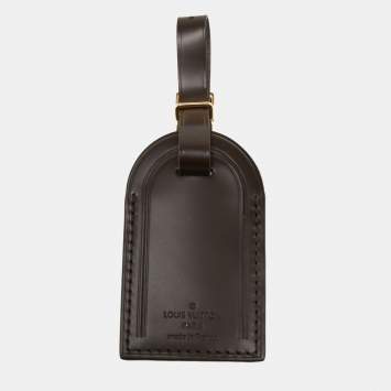 Pre Owned Louis Vuitton Brown Leather Luggage Name Tag