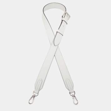 Pre Owned Louis Vuitton White Leather Adjustable Bag Shoulder Strap